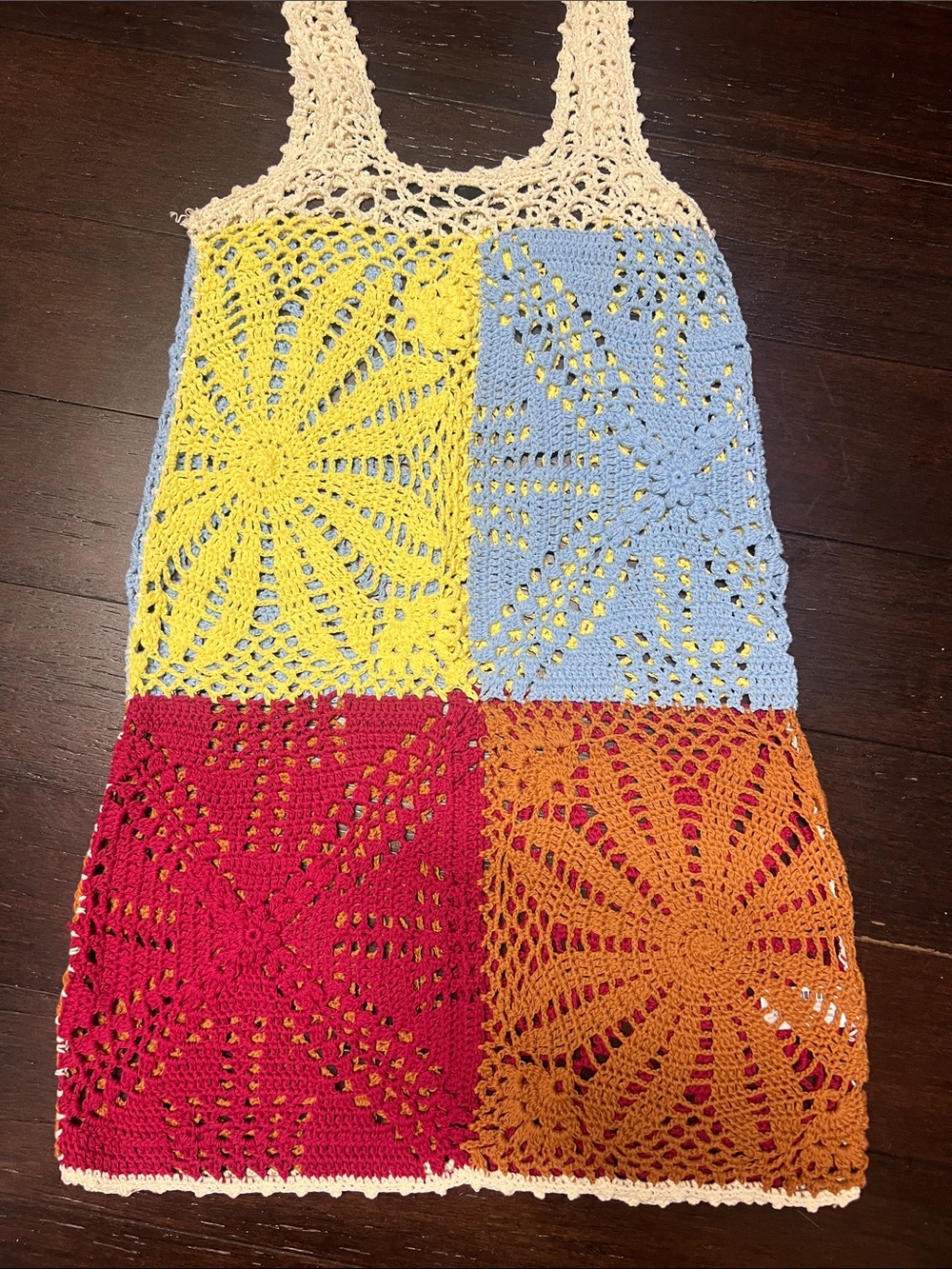 Zara Multicolor Crochet Square cover up swim dress